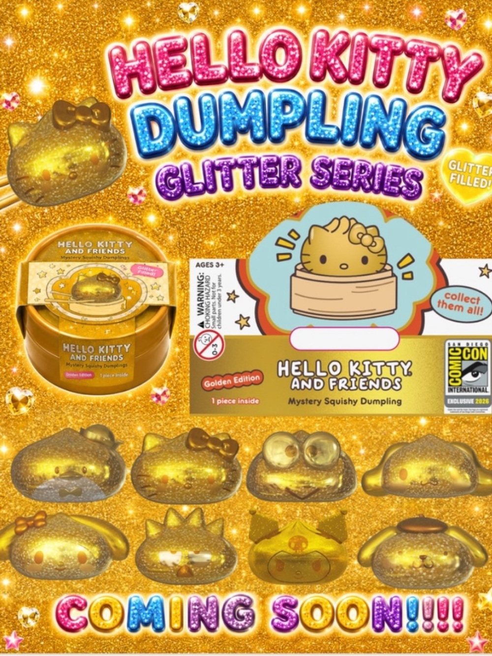 Hello Kitty & Friends Golden Edition Glitter Dumpling Mystery Squishy Exclusive
